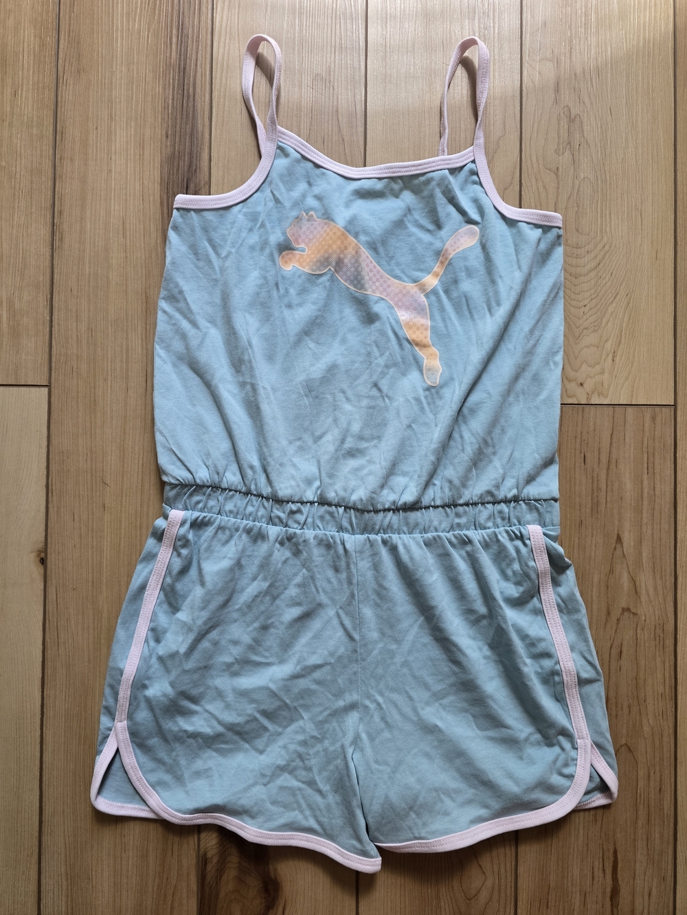Puma Light Blue Romper with Pink Trim & Logo